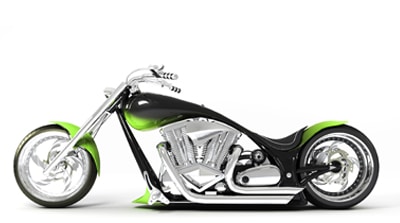 green and black custom motorcycle