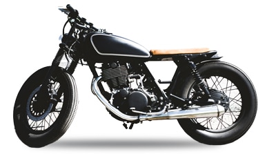 black and brown SALVAGED MOTORCYCLE
